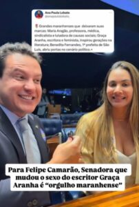 VÍDEO: Para Felipe Camarão, Senadora que mudou o sexo do escritor Graça Aranha é “orgulho maranhense”