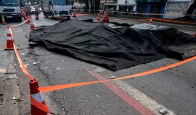 Explosão abre grande buraco na Rua da Consolação em São Paulo