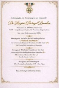 Rogério Portugal será homenageado com medalha e título de cidadão de São Luís