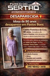 Pastos Bons: idosa de 80 anos está desaparecida desde sexta-feira e mobiliza familiares