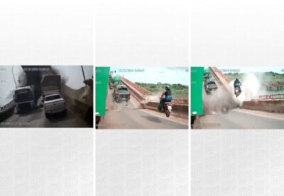 Novas imagens mostram momento em que caminhões e moto são arremessados em desabamento de ponte entre TO e MA