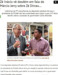 Desespero comunista: Jerry quer usar Dirceu como “pau mandado” de Flávio Dino no Maranhão?