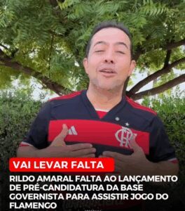Rildo Amaral se ausenta da convenção do MDB para assistir à final da Libertadores no exterior, dizem fontes