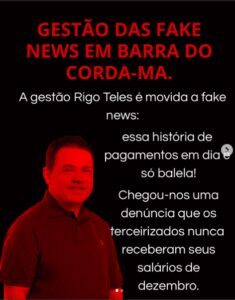 Críticas à gestão Rigo Teles se intensificam após atraso de salários em Barra do Corda