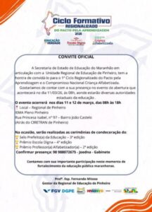 URE Pinheiro recebe o 1º Ciclo Regionalizado Pacto Pela Aprendizagem e Compromisso Nacional Criança Alfabetizada