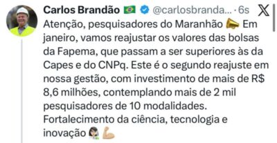 Brandão anuncia novo reajuste das bolsas da Fapema, agora maiores que as da Capes e CNPq