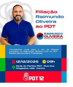 ‘Filiação’ – Raimundo Oliveira pré-candidato federal, ato de filiação no PDT acontece nessa sexta, 12… – Blog do Varão