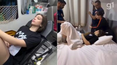 Cantora Melody passa mal durante show no interior do Maranhão e deixa local em ambulância