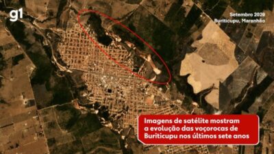 Imagens de satélite mostram a evolução das voçorocas de Buriticupu nos últimos sete anos