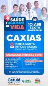 Caxias: Mutirão de Saúde do deputado Catulé Júnior no bairro São Francisco leva atendimentos gratuitos nesta sexta (10)