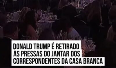 URGENTE! DONALD TRUMP Ê RETIRADO AS PRESSAS DO JANTAR DOS CORRESPONDENTES DA CASA BRANCA; VEJA O VÍDEO