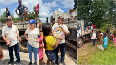 Jones Braga percorre comunidades e entrega mais de 2,5 mil cestas básicas e 8 toneladas de peixes em Nina Rodrigues