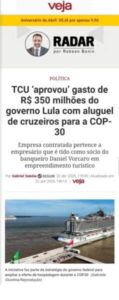 COP de Luxo alugou navio de cruzeiro milionário e não salvaram a Amazônia, pelo contrário, usaram e abusaram dos combustíveis fósseis….