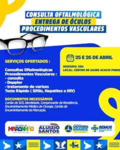 Prefeitura de Cachoeira Grande, contará com uma grande ação de saúde com consultas oftalmológicas!