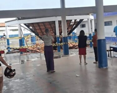 Temporal causa desabamento de telhado em área de recreação de escola em Imperatriz