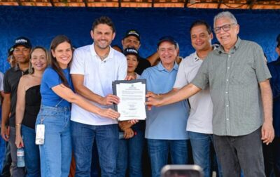 Juscelino e Luanna Rezende na entregas de obras em Vitorino Freire