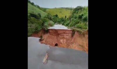 Temporal abre cratera na MA-245 e dificulta acesso entre cidades do Médio Mearim