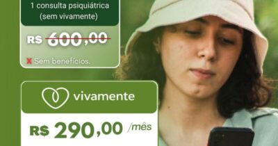 Por apenas R$ 290,00 por mês, assinantes do Vivamente têm acesso a consultas online 24 horas e descontos de até 70% em medicamentos em todo Brasil