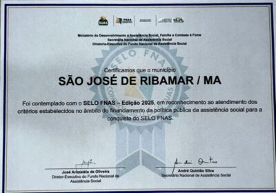 São José de Ribamar conquista o Selo FNAS 2025 na assistência social