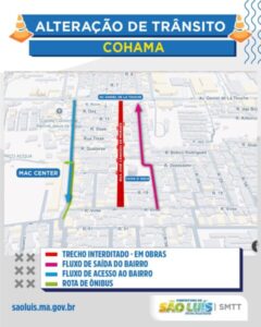 SMTT realiza interdição de trânsito na Cohama para obras da Caema