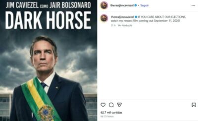 Ator Jim Caviezel anuncia data de estreia de filme sobre Bolsonaro
