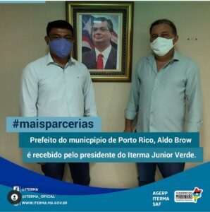 Prefeito de Porto Rico Aldo Brown, reúne-se com presidente do Iterma Júnior Verde, para tratar da regularização fundiária das áreas quilombolas do município