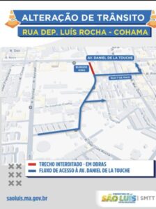 SMTT faz interdição de trânsito na Rua Deputado Luís Rocha, na Cohama