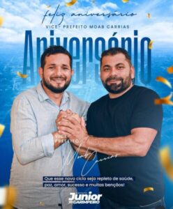 O blog Fatos Verdadeiros deseja um feliz aniversário ao vice-prefeito de Centro Novo, Moab Carrias 🎉