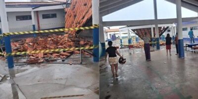Telhado de escola municipal desaba durante chuva em Imperatriz e aulas são suspensas