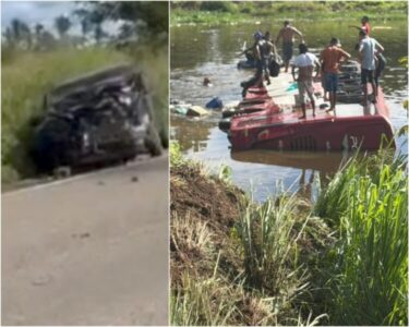 Acidente grave com vários veículos deixa ônibus submerso e feridos na BR-222