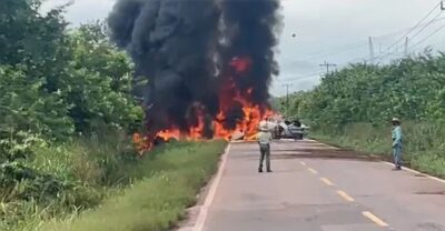 Explosão de carretas deixou um morto e um ferido