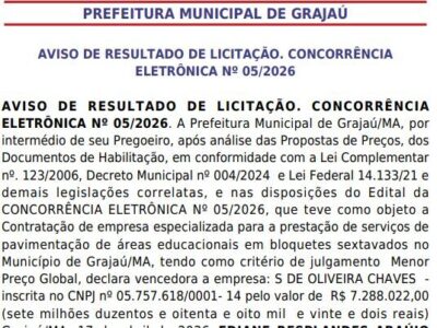 Empresa grajauense vence nova licitação em Grajaú e abocanha contratos de R$ 28 milhões