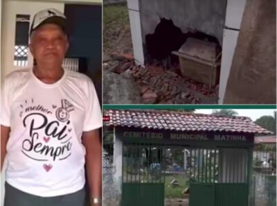 ASSISTA! Túmulo é violado e cadáver de idoso desaparece em cemitério municipal de São José de Ribamar