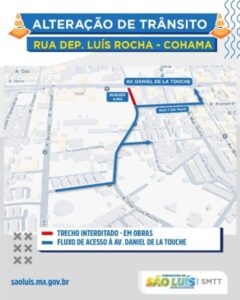 SMTT faz interdição de trânsito na Rua Deputado Luís Rocha, na Cohama