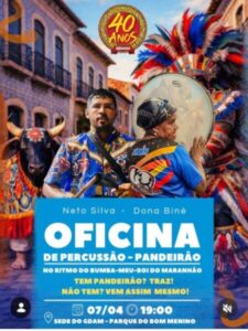 GDAM promove oficina gratuita de pandeirão nesta terça (7)