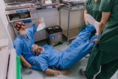 Pai desmaia durante nascimento da filha e vídeo viraliza nas redes sociais